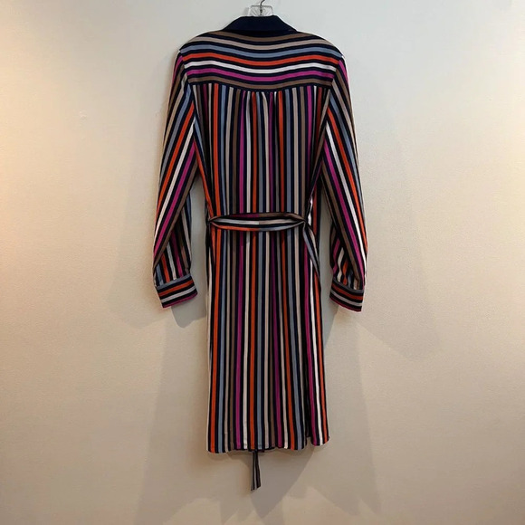 Trina Turk Lamarr Striped Silk Blend Tie Waist Collared Designer Maxi Dress NWT - Picture 11 of 12